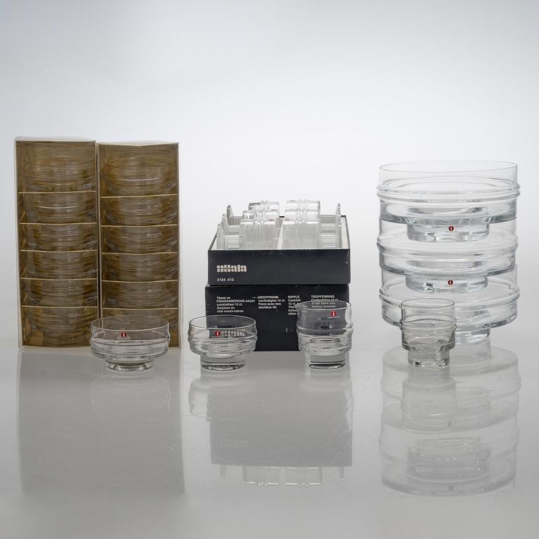 Timo Sarpaneva, 30-piece glass dessert ware,  'Ripple' for Iittala. Designed in 1963.