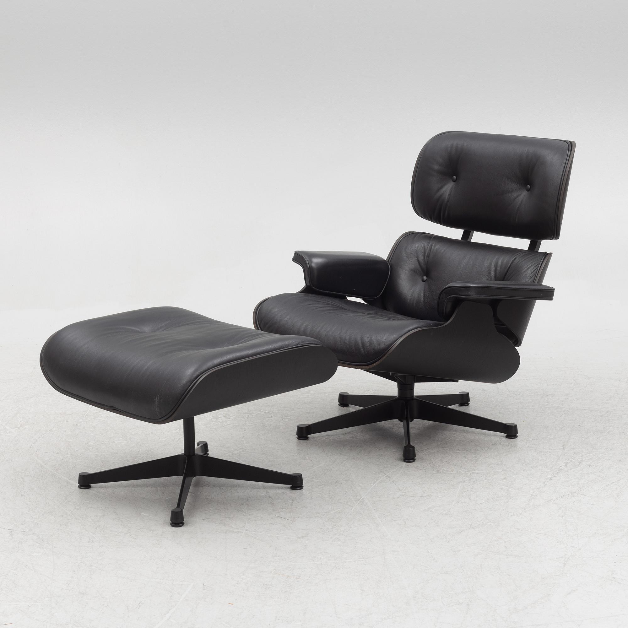 Charles & Ray Eames, an "Eames Lounge Chair" with ottoman, Vitra, 21st century.