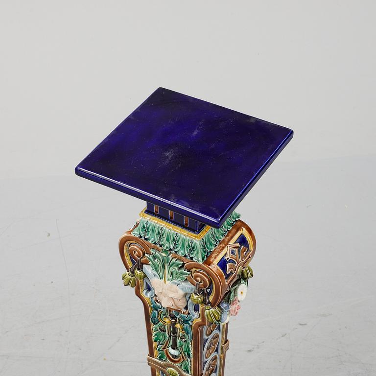 A ca 1900 majolica pedestal.