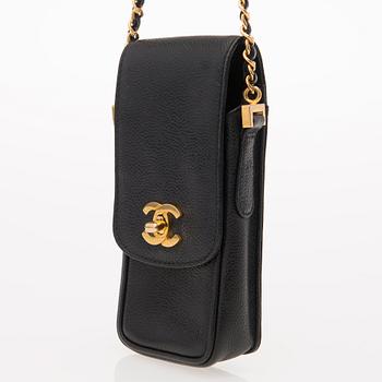 A Vintage Black Caviar Leather Cell Phone Bag.