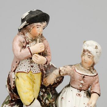 FIGURINER, 5st, flintgods och porslin, 18/1900-tal.
