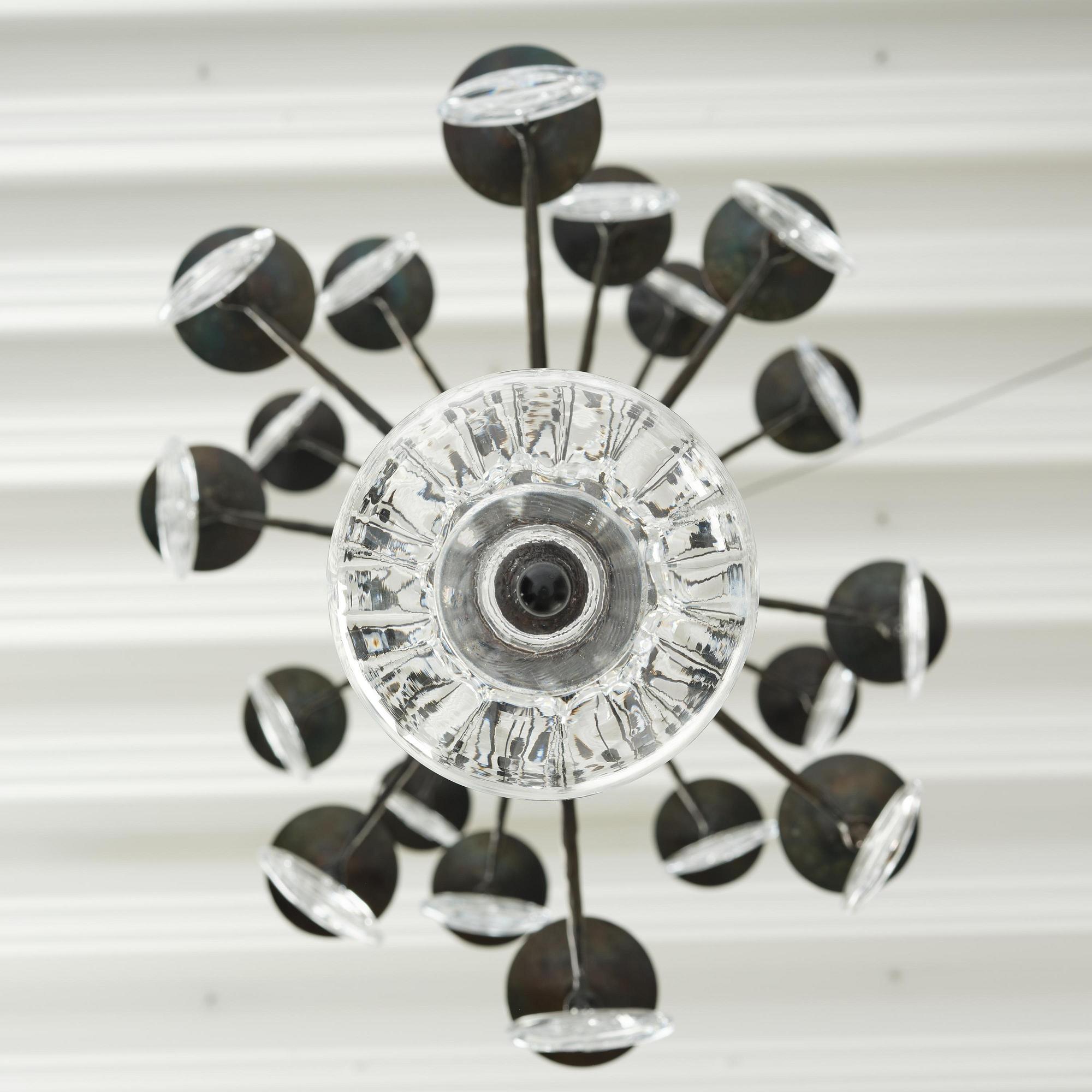 Erik Höglund, a wrought iron and glass chandelier, Boda Smide.