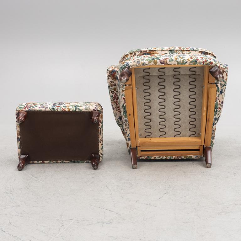 Armchair with footstool, Bröderna Andersson, second half of the 20th century.