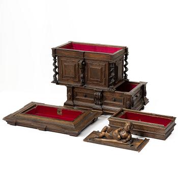 A Baroque style miniature cabinet, 19th century.
