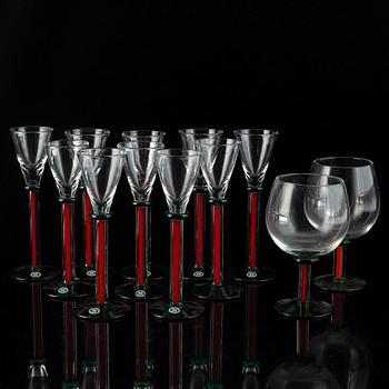 A set of 12 (10+2) Swedish Reijmyre glasses, 20th Century.