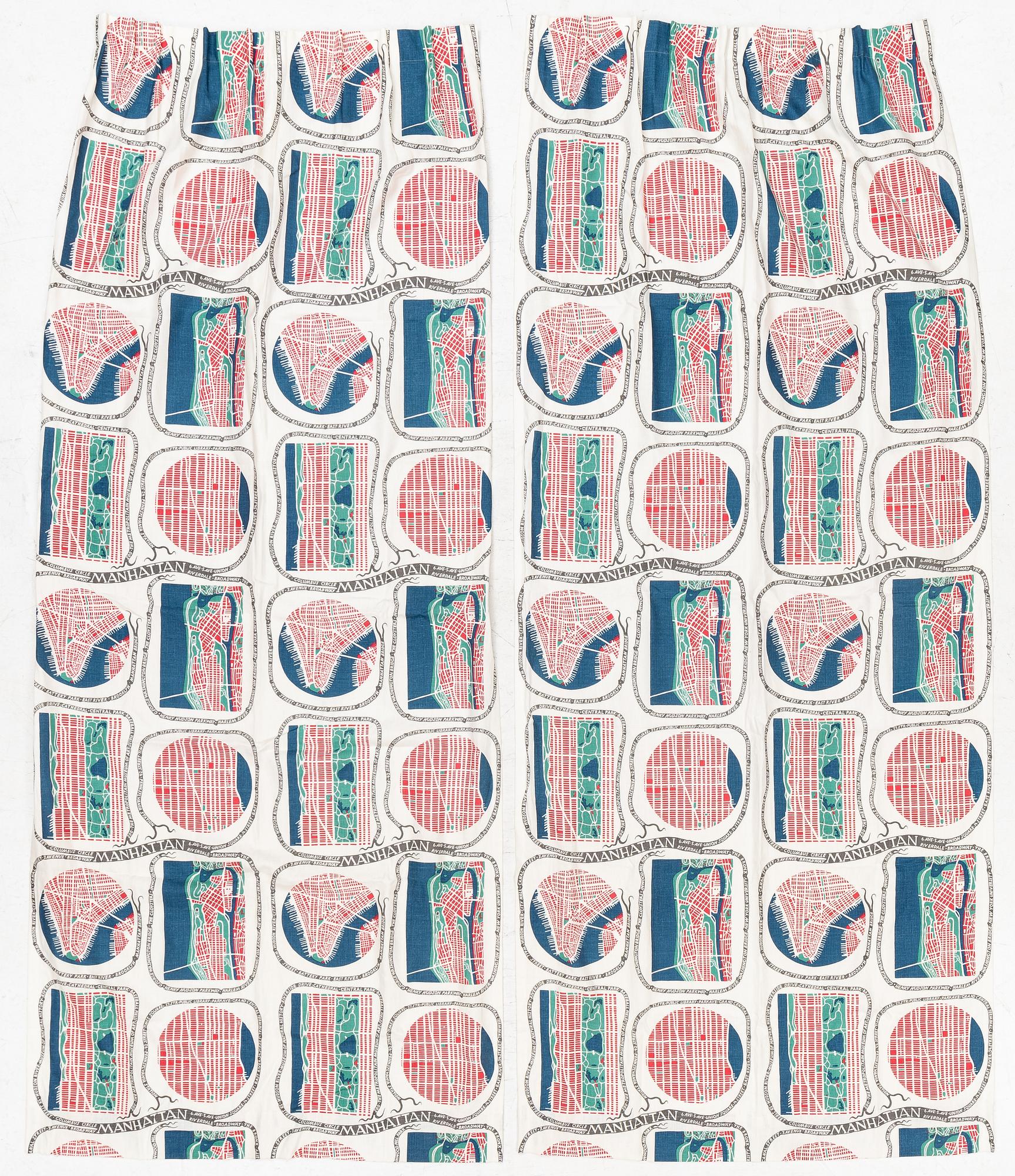 Josef Frank, curtains, a pair, "Manhattan", Svenskt Tenn.