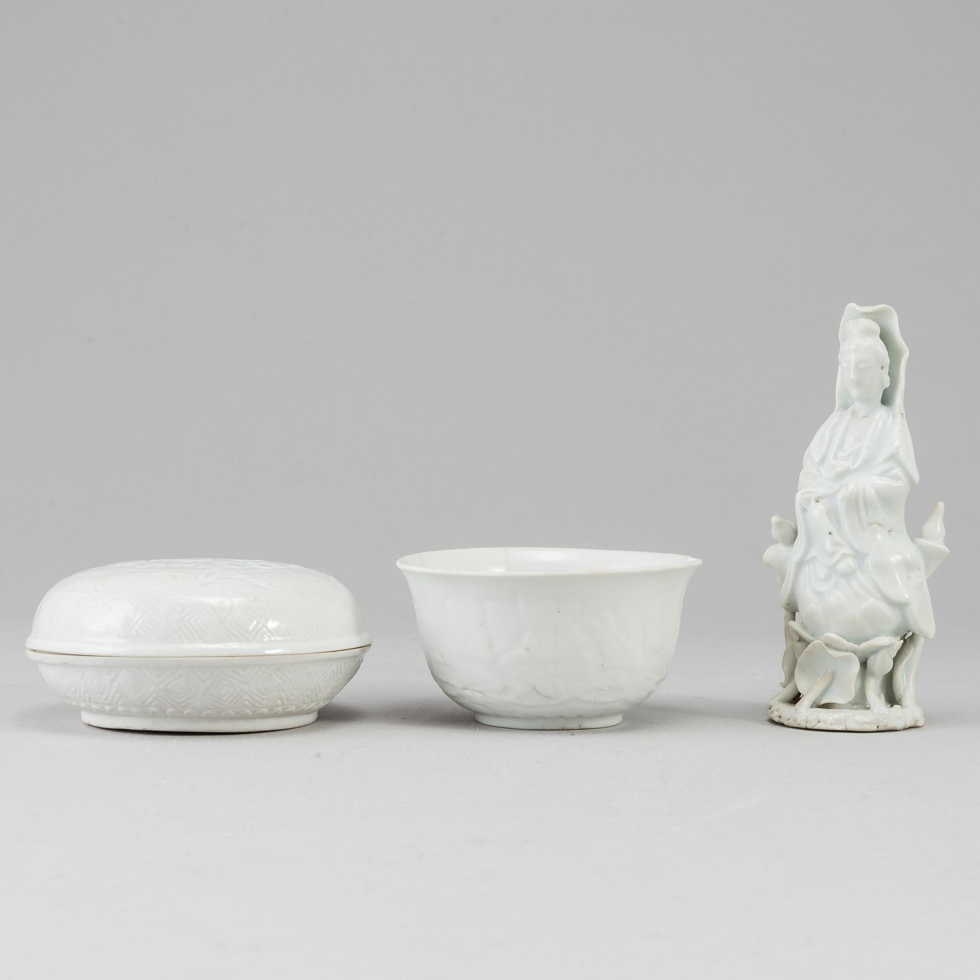 A group of white glazed ceramics, Qing dynasty, probably 17/18th Century.