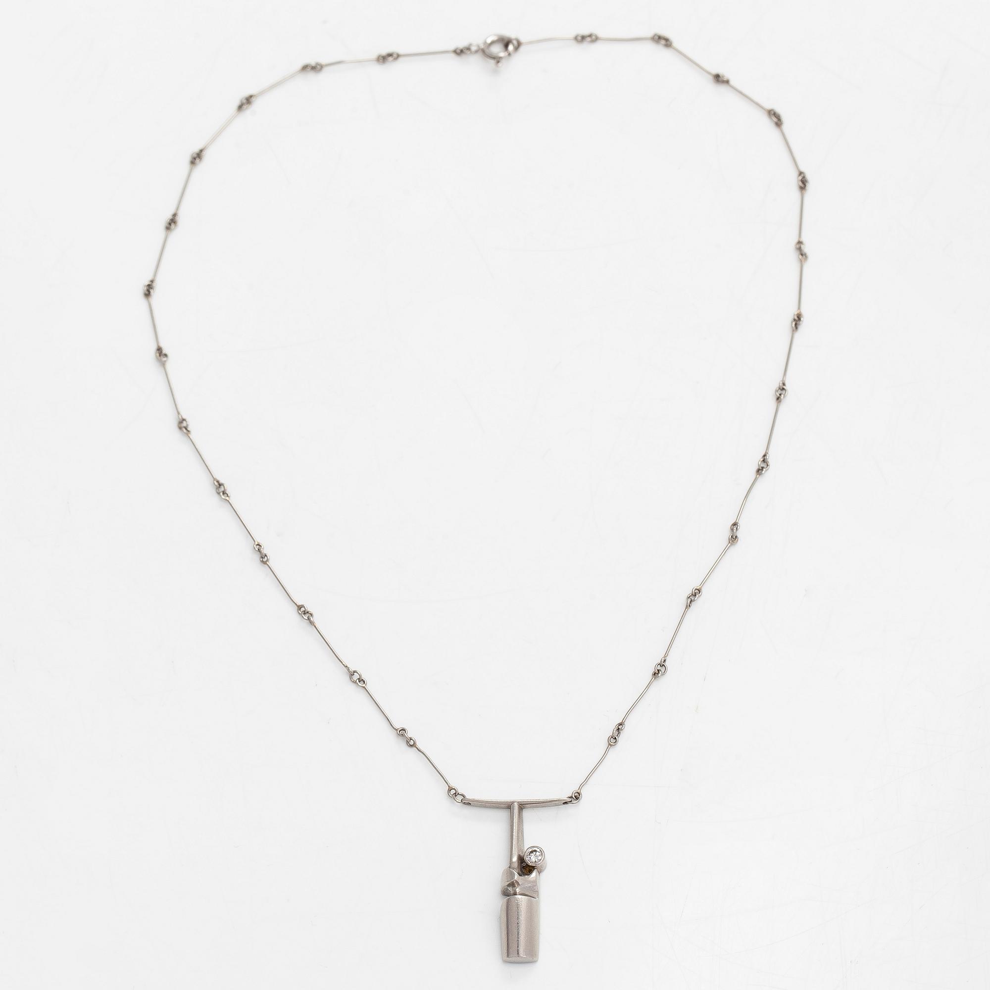 Björn Weckström, Halsband "Nessos", platina och diamant ca 0.10 ct. Lapponia 1982.
