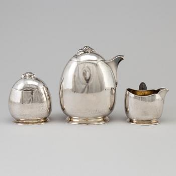 GAB, a three-piece silcer coffee service from Stockholm, 1918.