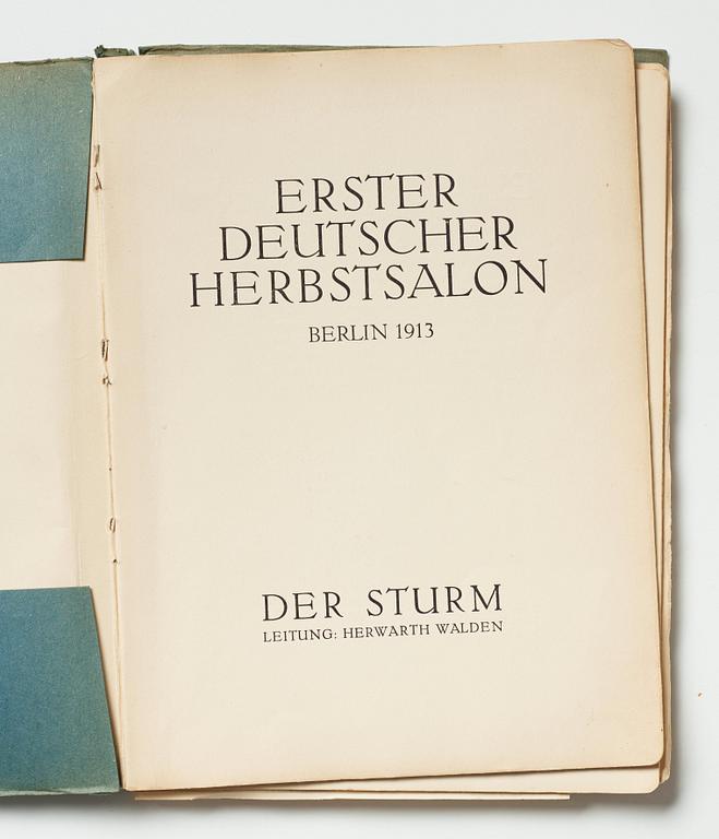 Exhibition catalogue and books (2) from Der Sturm plus a photo depicting Gösta Adrian-Nilsson (GAN).