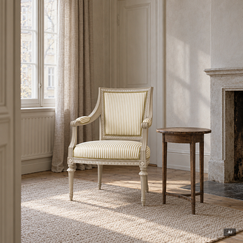 Armchairs, 5 in the Gustavian style, 20th century.