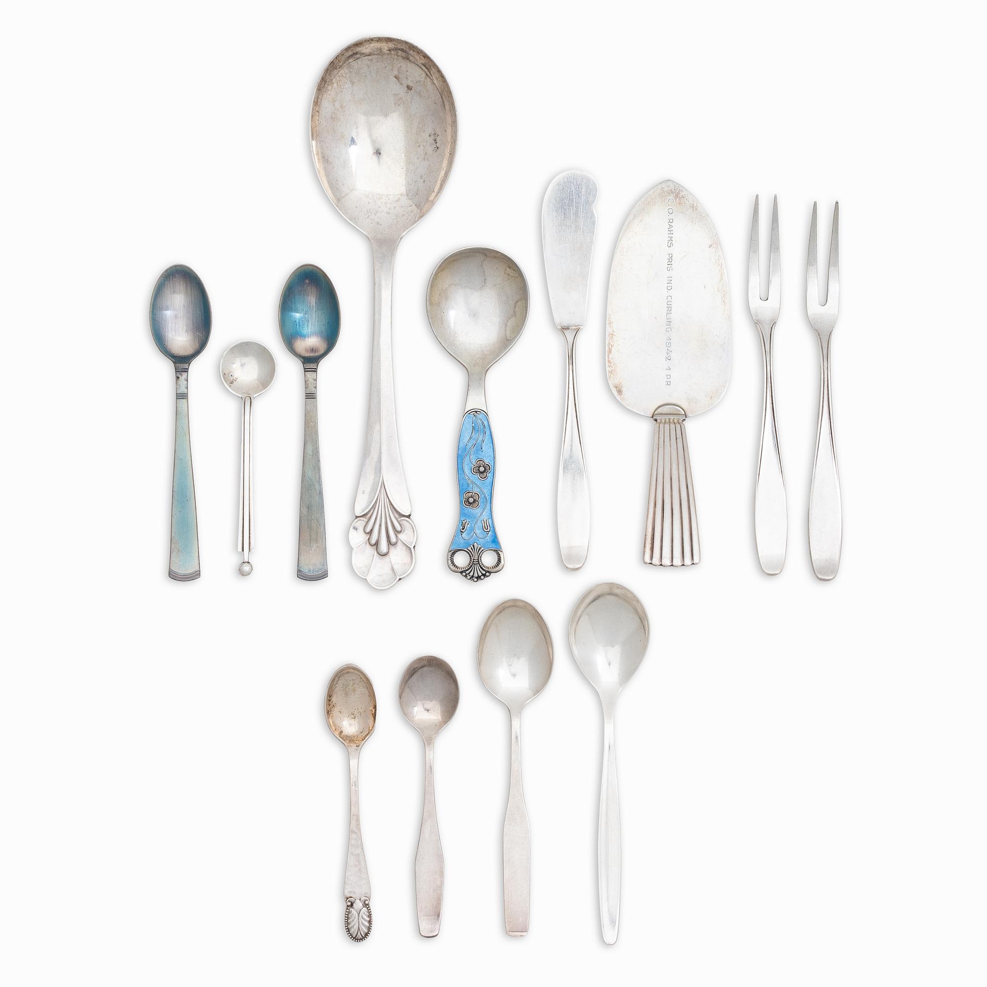 Cutlery, 26 pcs, silver, 20th century.