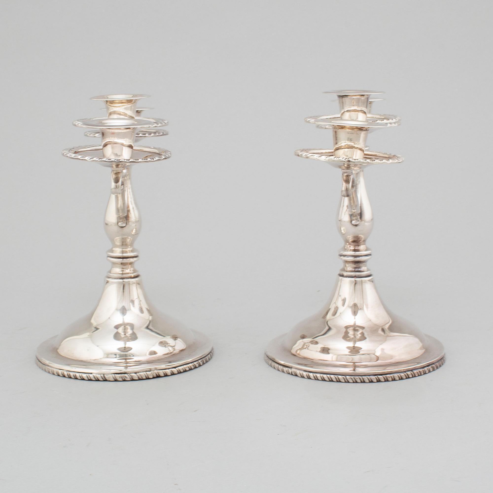 CANDELABRA, a pair, sterling silver, Mexico. Second half of the 20th century.