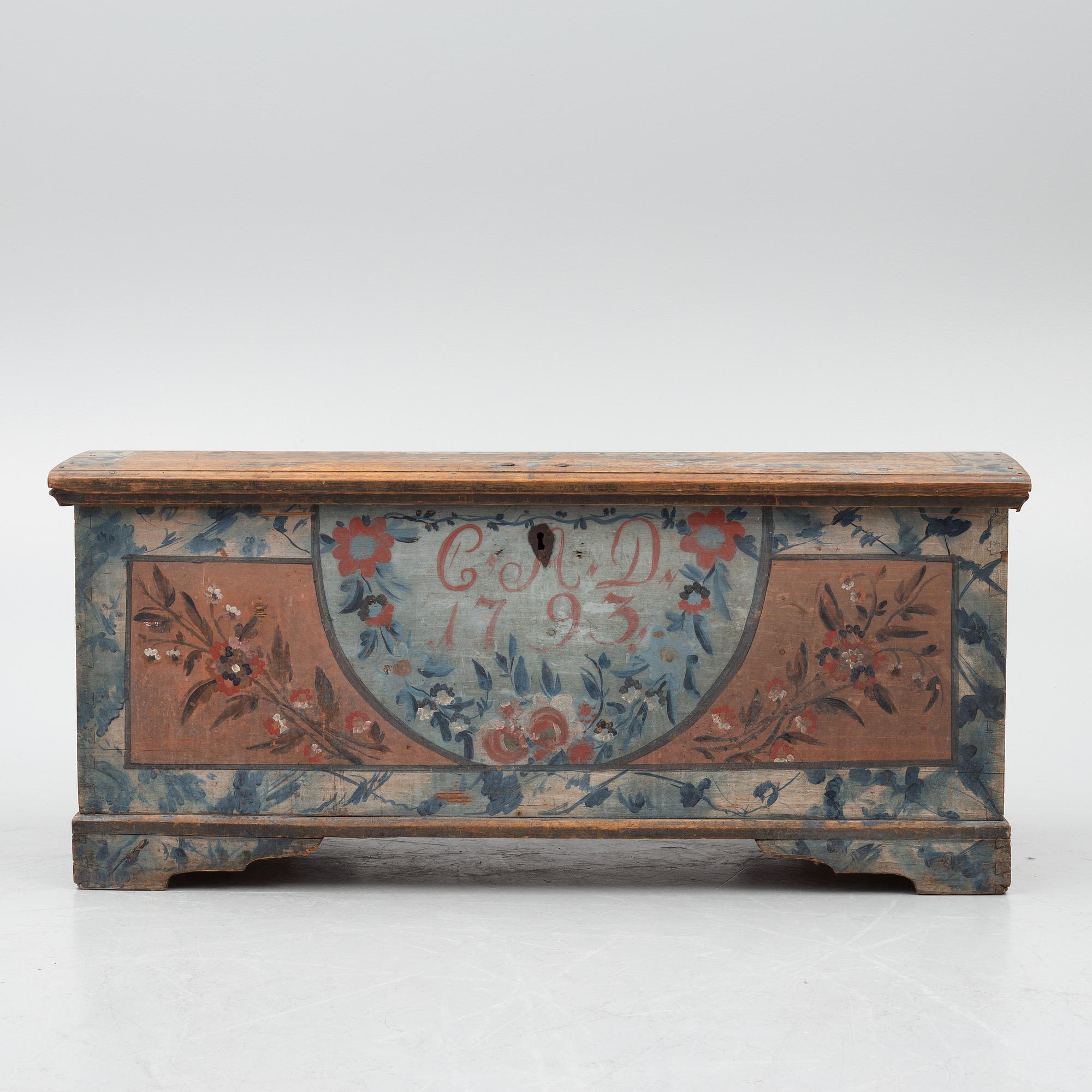 Chest, folk art, dated 1793.