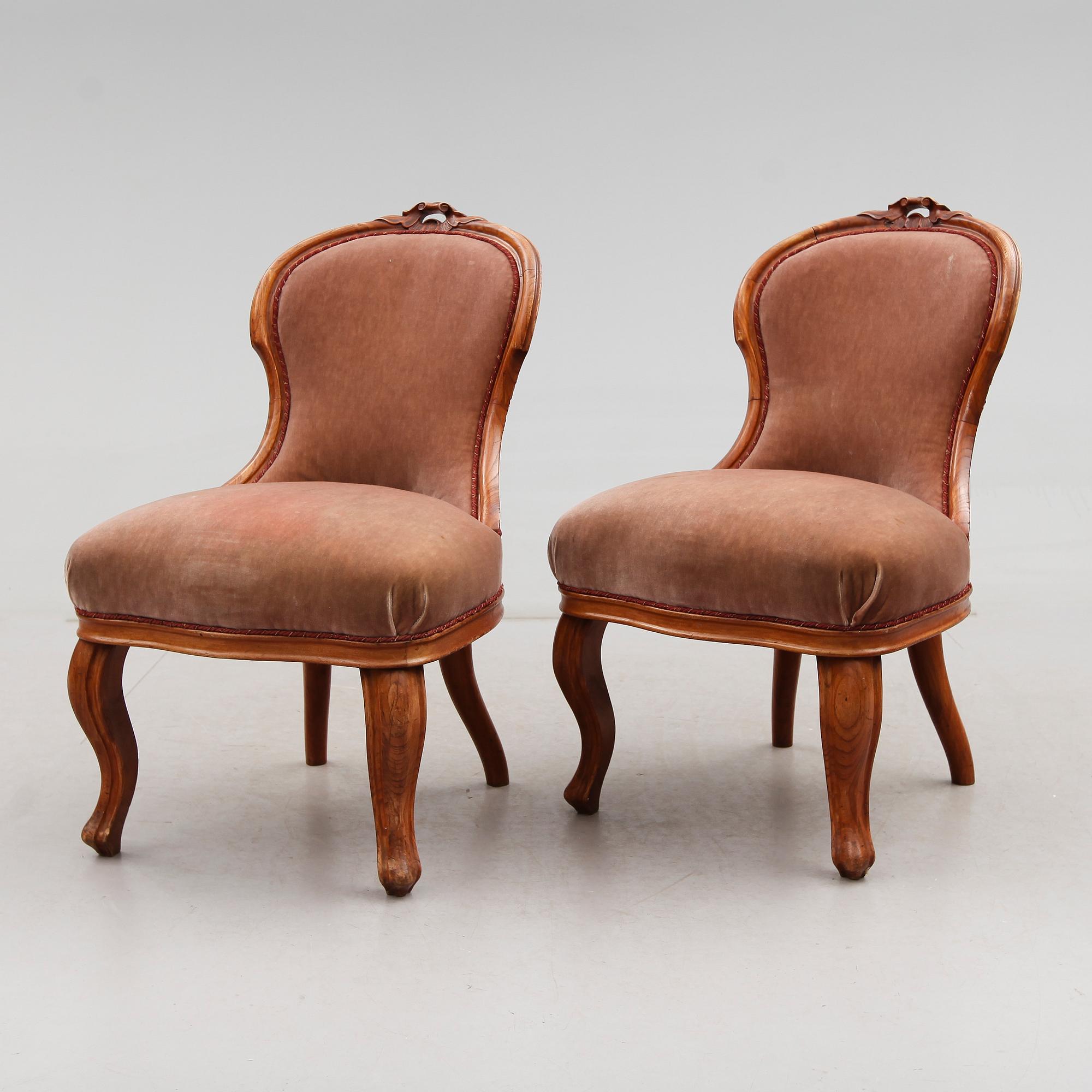 FÅTÖLJER, 1 par, 1800-talets andra hälft.