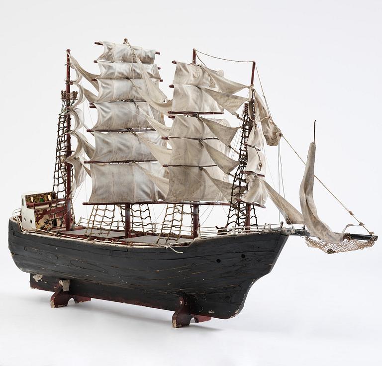 A modell of a ship from Brahestad, Finland, 19th century.