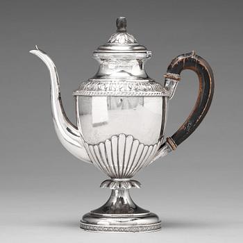 117. A Finnish empire silver coffeepot mark of Olof Robert Lundgren, Åbo (1821-1882) engraved date 1840.