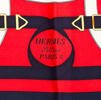 Hermès, "Eperon d'Or" silk scarf.