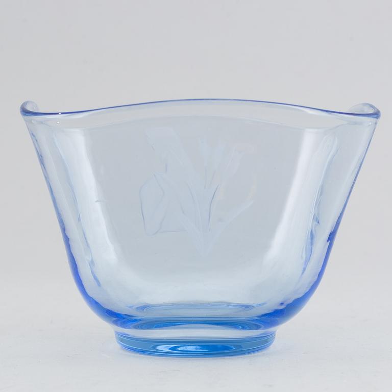 Aimo Okkolin, skål, glas, signerad Riihmäen lasi oy AO.
