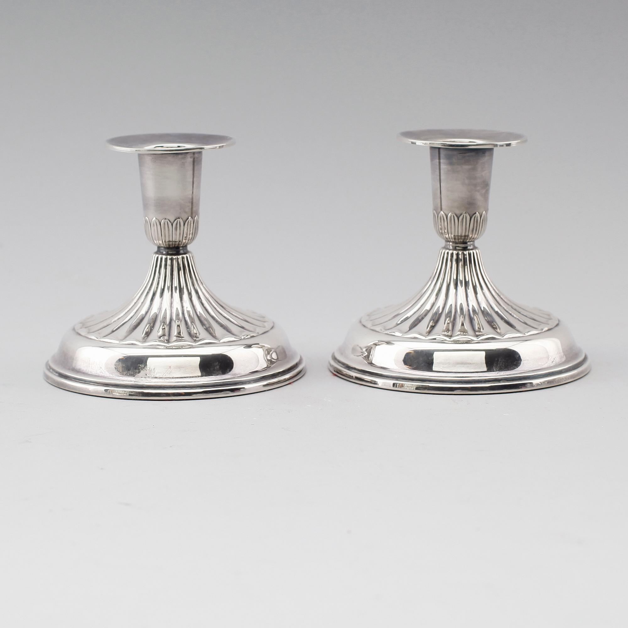 LJUSSTAKAR, 1 par, silver, Ceson, Göteborg 1983.