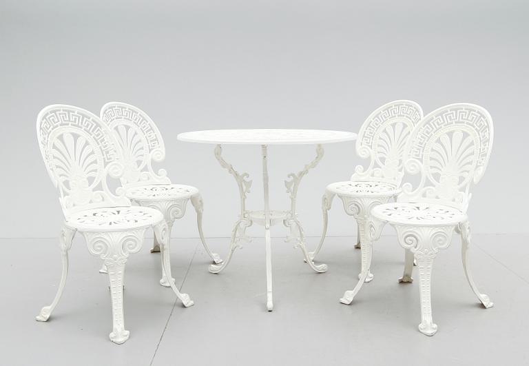 TRÄDGÅRDSGRUPP, 5 delar, aluminium, 1900-talets andra hälft.