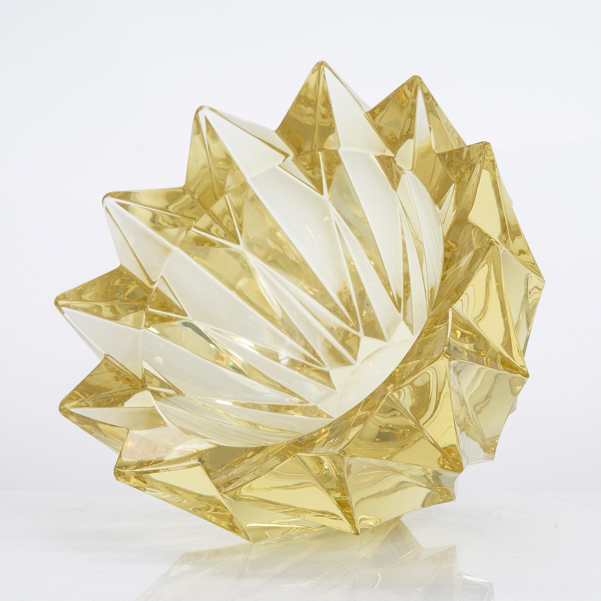 Aimo Okkolin, skål, "Näckros", signerad Aimo Okkolin Riihimäen Lasi Oy.