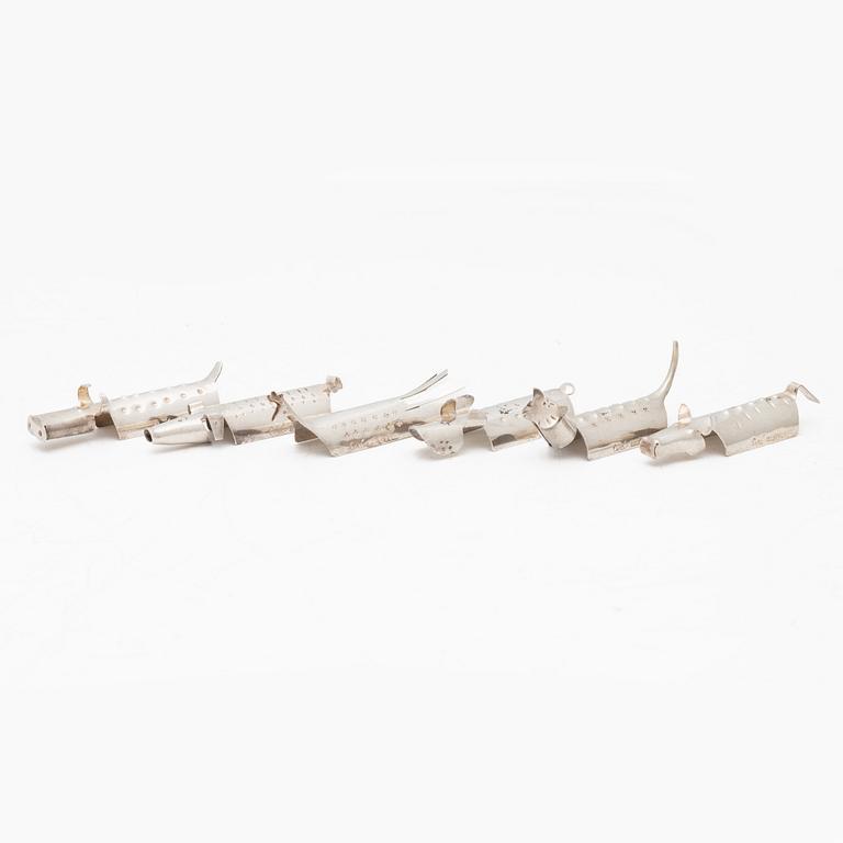 Gunnar Cyrén, six silver butter knife rests, CG Hallberg, Stockholm, 1956.