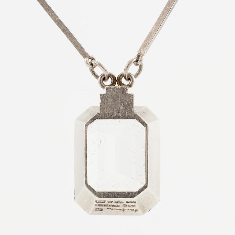 Wiwen Nilsson, a necklace, ring and pendant chain with pendant, silver with rock crystal, Lund 1947.