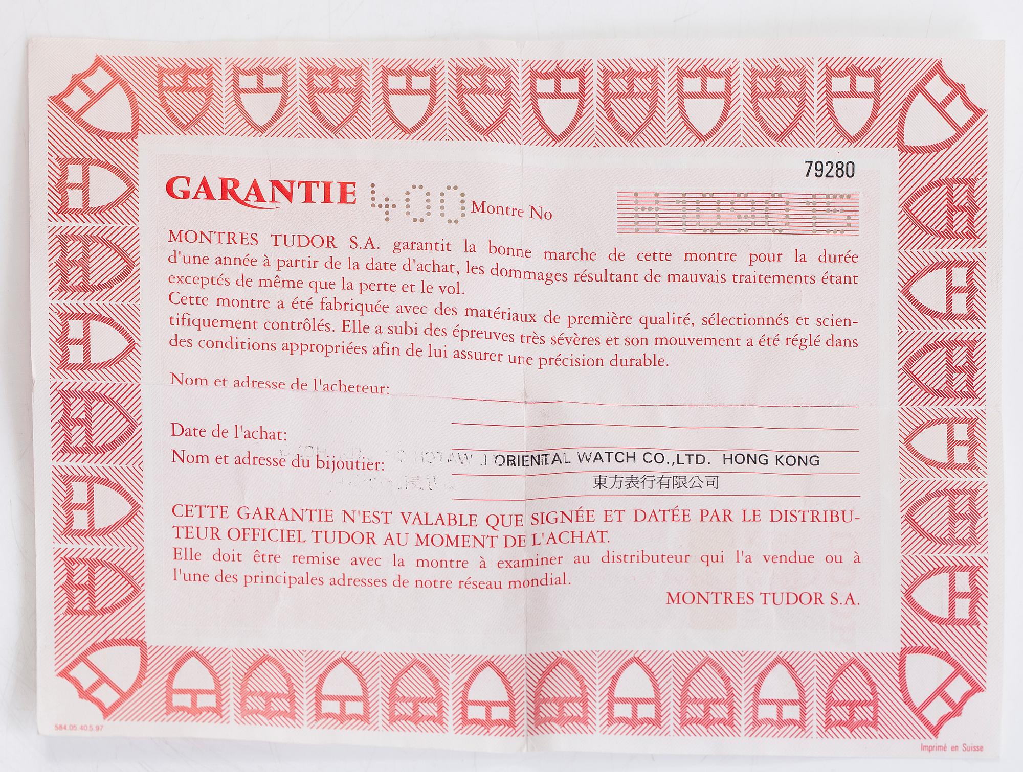 Tudor, Prince Date, "Non-Tiger", chronograph, wristwatch, 39.5 mm.