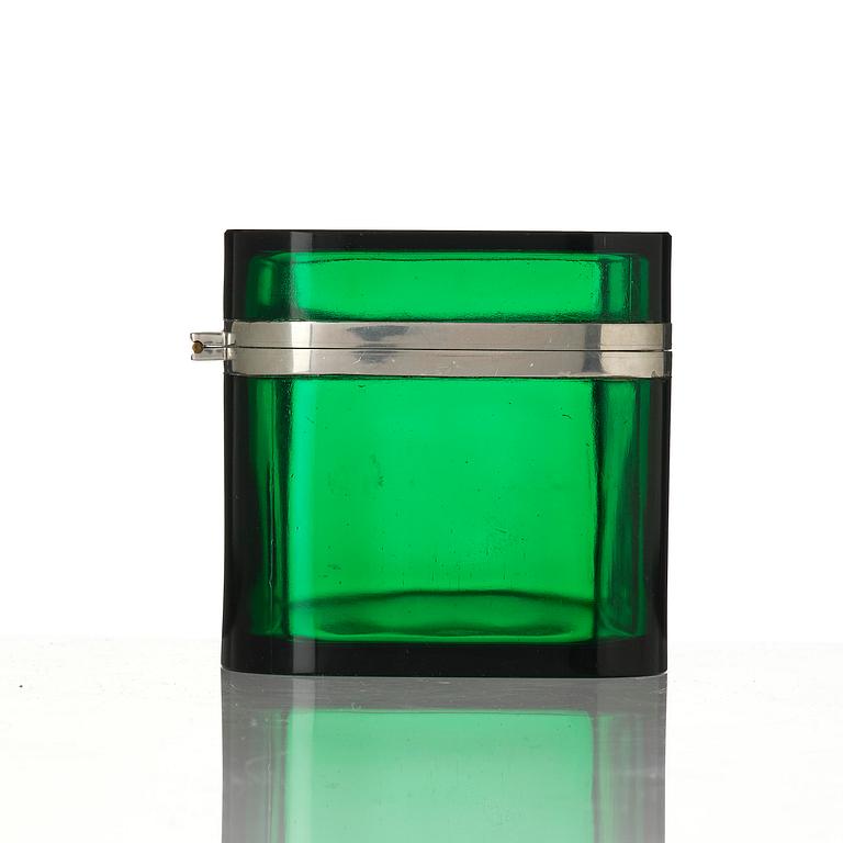 Josef Frank, a pewter mounted green-tinted glass box, Firma Svenskt Tenn.