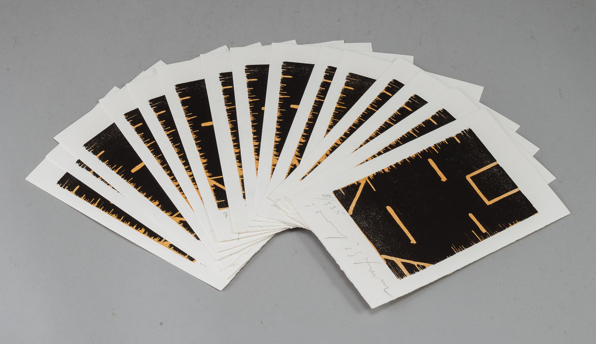 Fifteen signed woodcuts by Tommy Östmar.