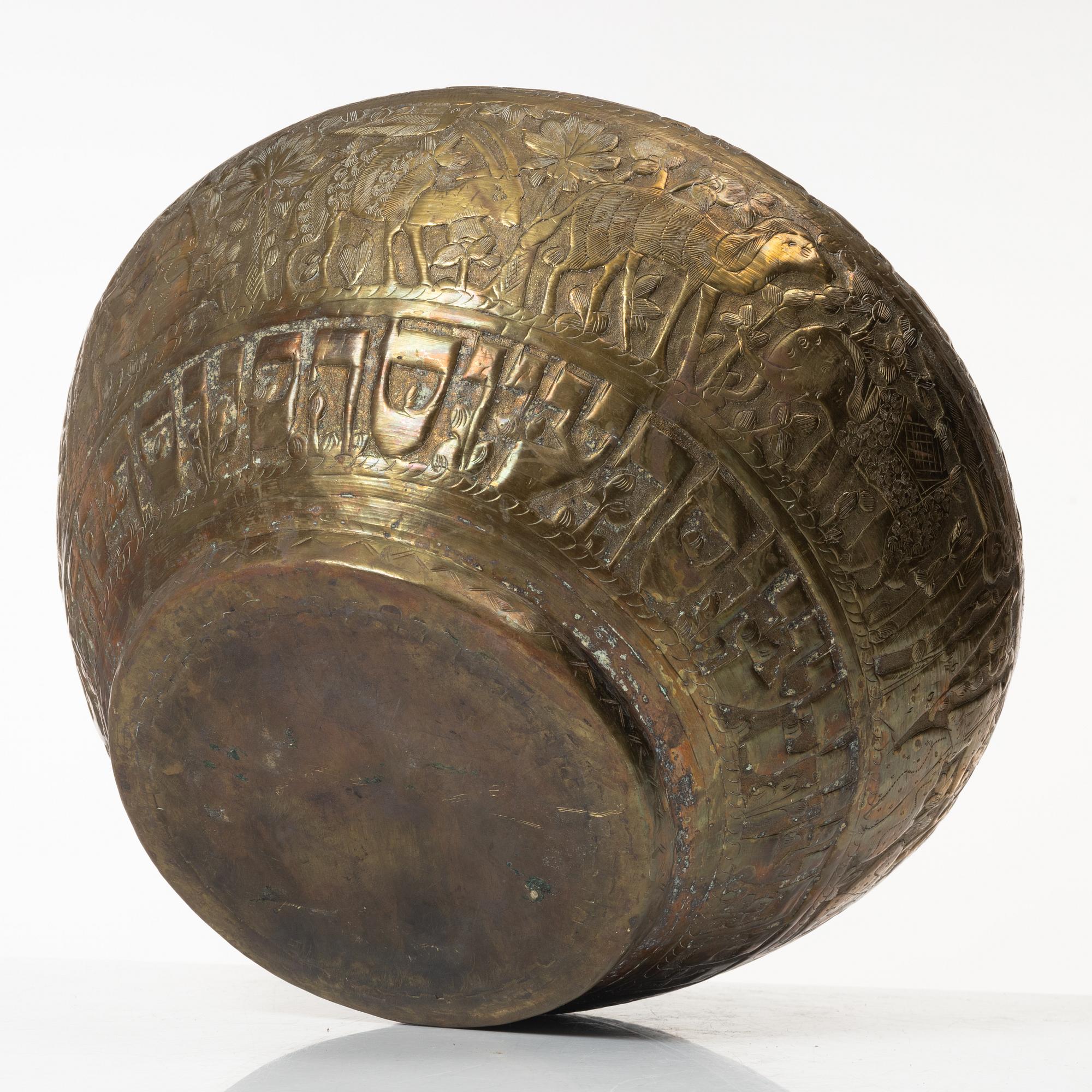 Two brass egyptian revival vessels, early 20th century.