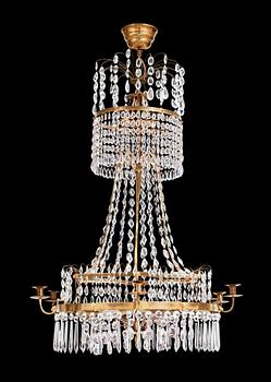 A late Gustavian circa 1800 seven/thirteen-light chandelier.