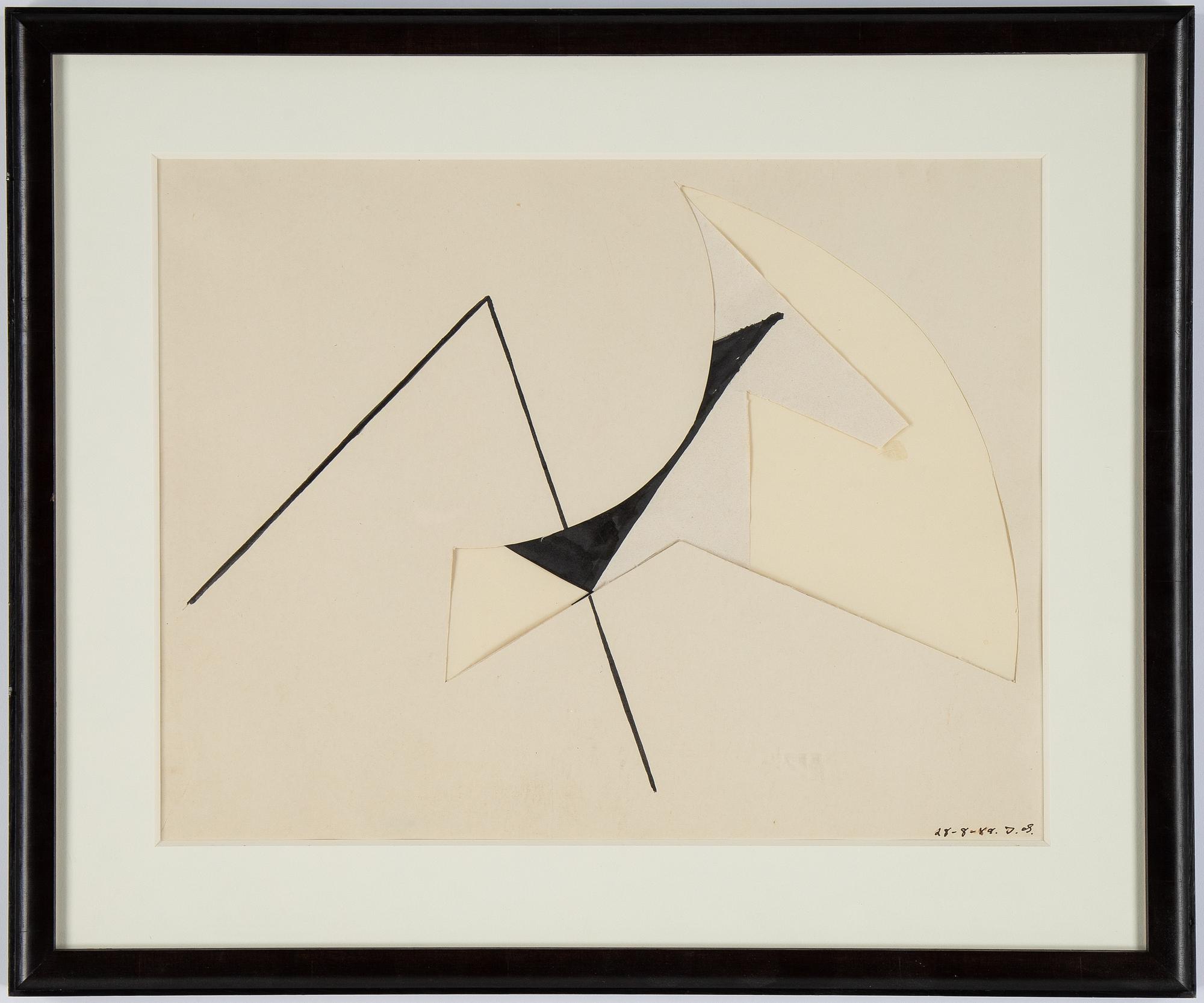 Ib Geertsen, inian ink and collage, signed and dated 28-8-49.