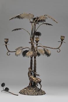 KANDELABER, 1800-talets slut. Brons.