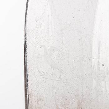 A Swedish engraved glass bottle presumably from Limmared, circa 1800.