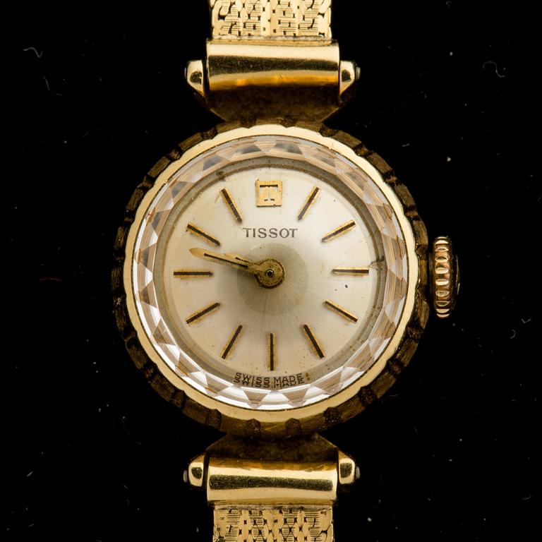 DAMARMBANDSUR, delvis 18K guld. Tissot. Vikt totalt ca 20 gram.