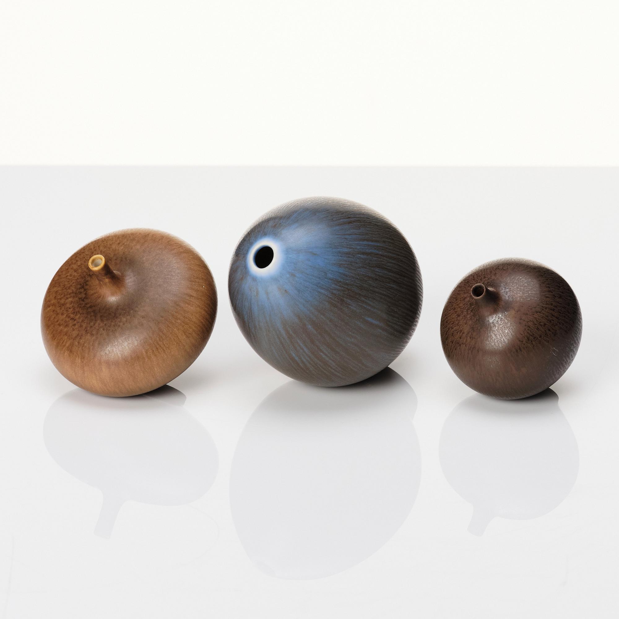 Berndt Friberg, miniatyrer, 6 vaser och 2 skålar, Gustavsbergs studio 1957-75.