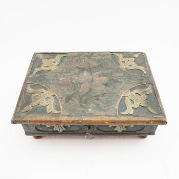 A painted wooden 18th century box.