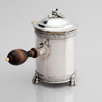 Pehr Zethelius, chokladkanna, silver, Stockholm 1789. Gustaviansk.