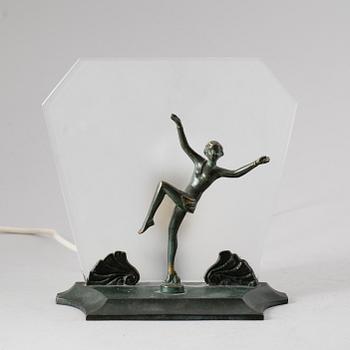 BORDSLAMPA, brons, art déco.