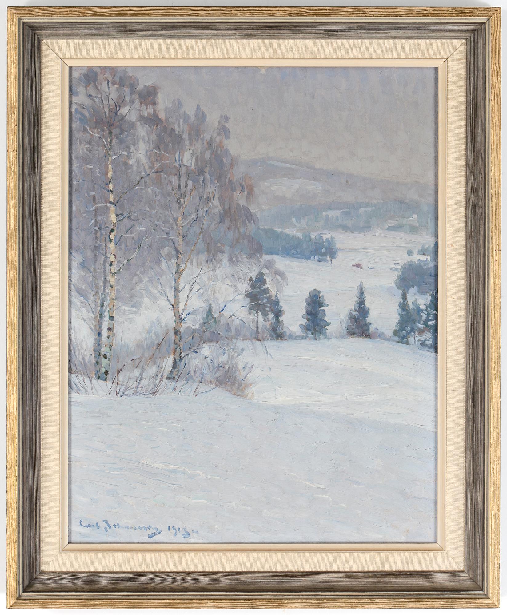 CARL JOHANSSON, olja på pannå. Signerad och daterad 1913.