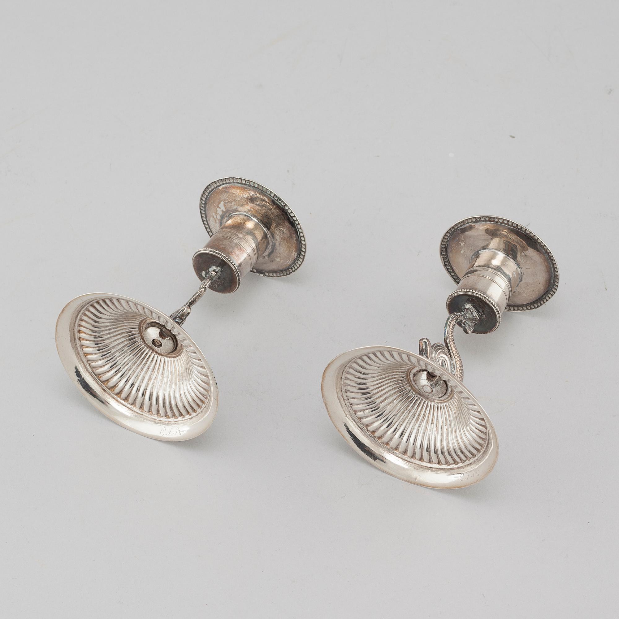 a pair of silver candlesticks, Stockholm, 1814.