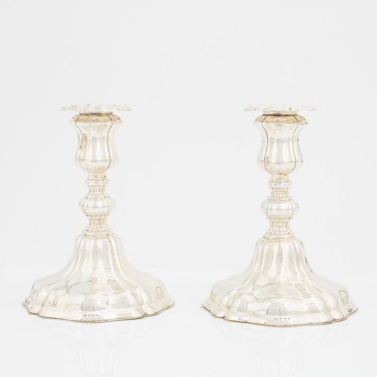 A pair of silver candlesticks, mark of K. Andersson, Stockholm 1941.