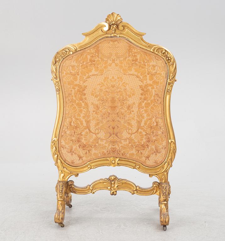 Brass screen, Rococo style, early 20th century.