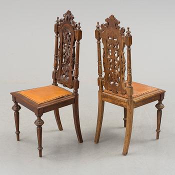 A set of six late 1800s chairs.