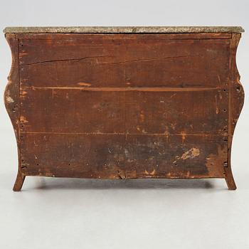 A Swedish Rococo chest of drawers by Christian Linning dated 1761 (master in Stockholm 1744-1779).