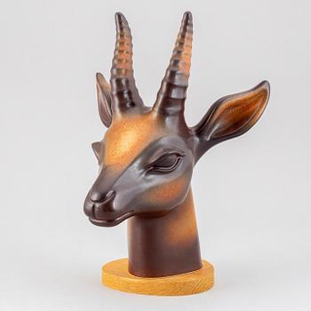 GUNNAR NYLUND, a stoneware sculpture of a gazelle's head, Rörstrand, Sweden.