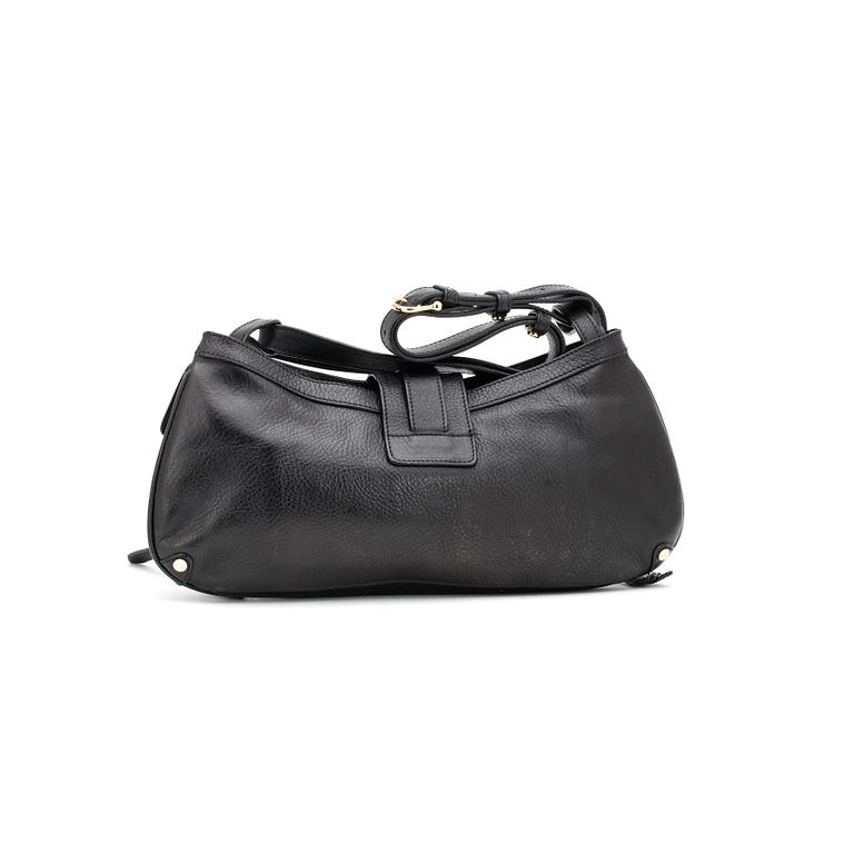 BURBERRY, a black leather shoulder bag.