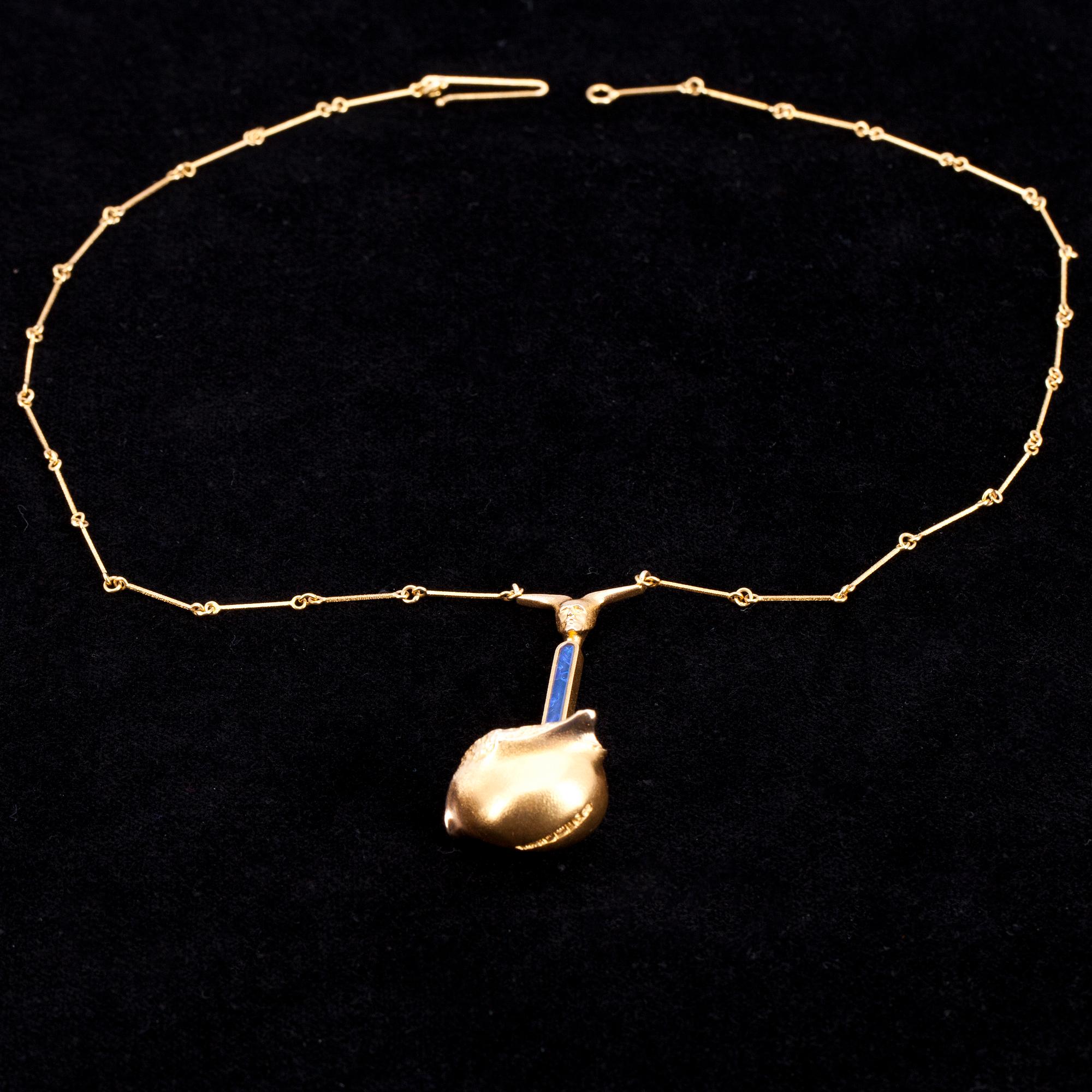 HALSSMYCKE, guld 14K, "Harlekiini", Björn Weckström, Lapponia 1978. Tot. vikt 18 g.